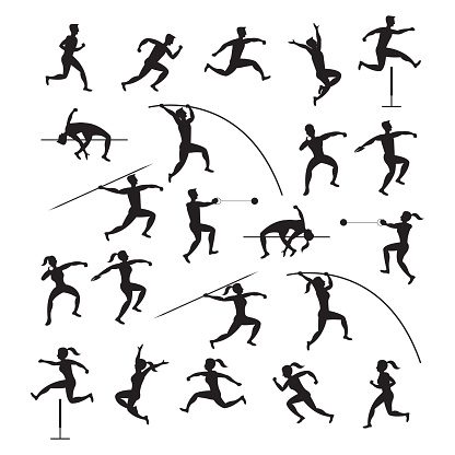 Sports Athletes, Track and Field, Silhouette Set