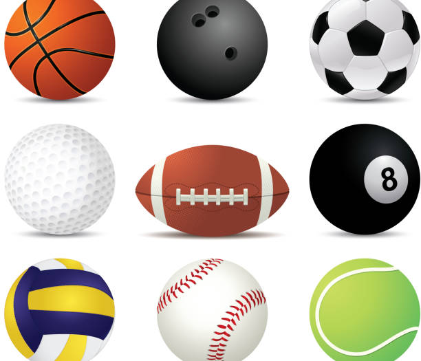 sports balls of nine different sports - 排球 球 幅插畫檔、美工圖案、卡通及圖標