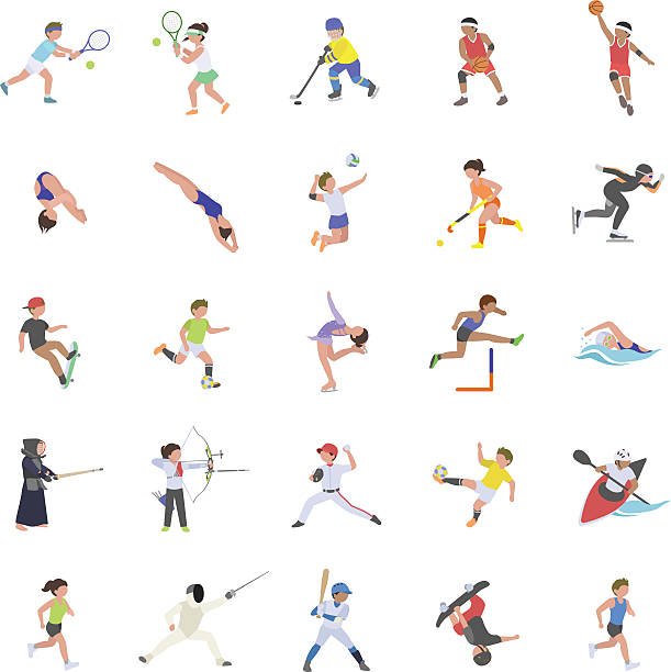 stockillustraties, clipart, cartoons en iconen met sports i color vector icons - ice swimming
