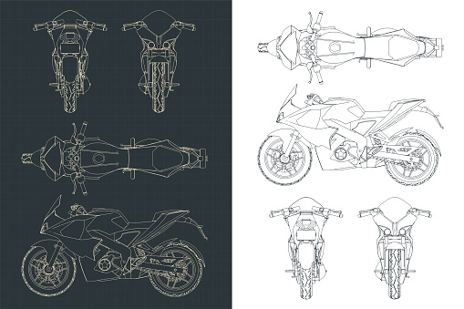 Sports motorcycle blueprints