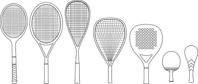 Sports racket string standing vertical view