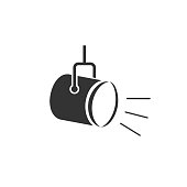 istock Spotlight icon in flat style. Lamp vector illustration on white isolated background. Flashlight business concept 1345989661