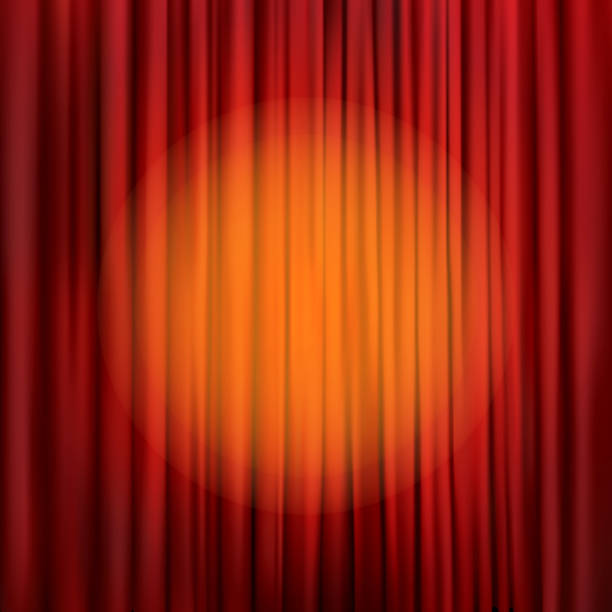 ilustrações de stock, clip art, desenhos animados e ícones de spotlight on a red stage curtain - ropes backstage theater