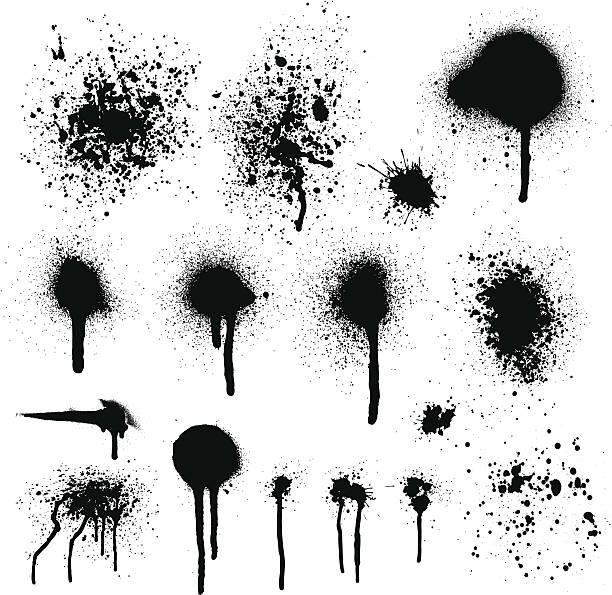 Spray paint elements Graffiti spray paint design elements and splatters. distressed photographic effect illustrations stock illustrations