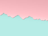 Vector art design in 3D style. Pink glaze flowing along the turquoise edge of the cake