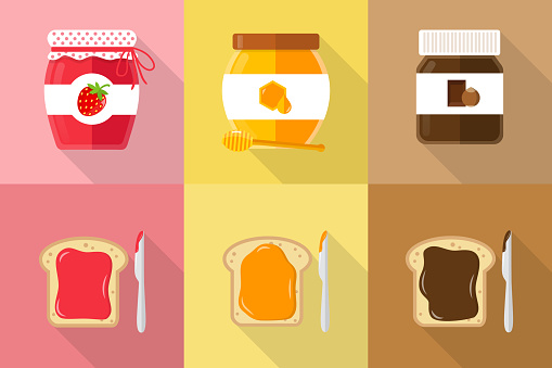 spreads with toast flat design