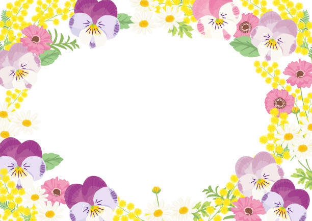 весенний цветок венок вектор иллюстрации фон - венчик лепесток stock illustrations