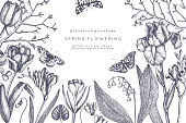 istock Spring flowers and trees design. 1133001984