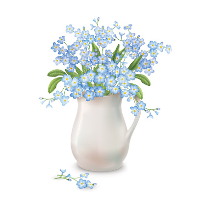 Spring Flowers In Jug Stock Illustration - Download Image Now - iStock