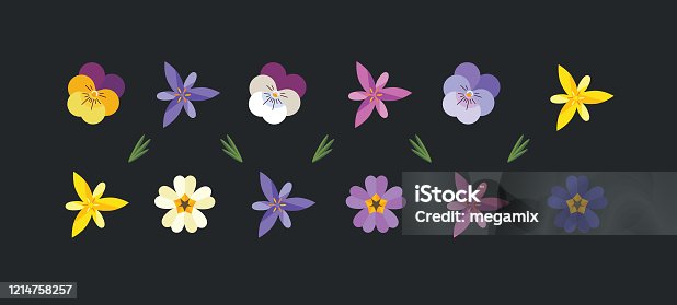 istock Spring flowers set. 1214758257