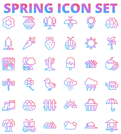 Spring icon set gradient design
