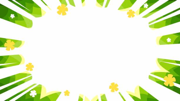 spring sales manga starbust flash vector background panel in green with yellow and white flowers vector art illustration