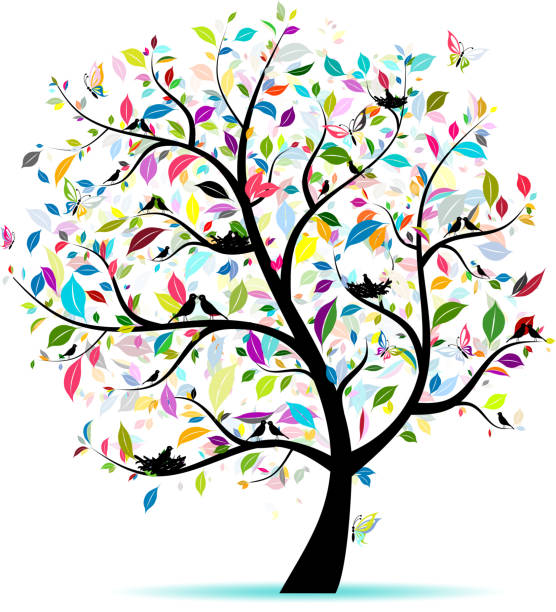 bildbanksillustrationer, clip art samt tecknat material och ikoner med spring tree for your design - tree of flower of life