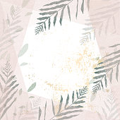 spring trendy hand drawn background textures and floral elements imitating watercolor paintings