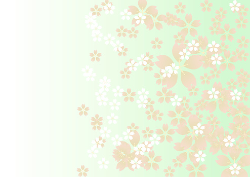 Spring-colored cherry blossom petal background side