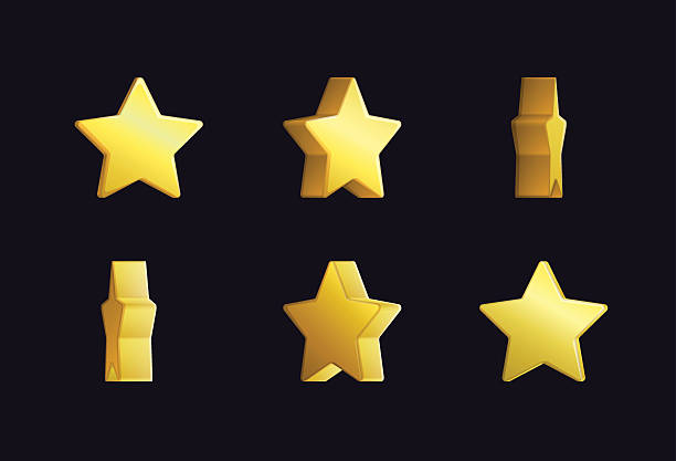 animasi efek lembaran sprite dari bintang emas berputar - bentuk dua dimensi ilustrasi stok