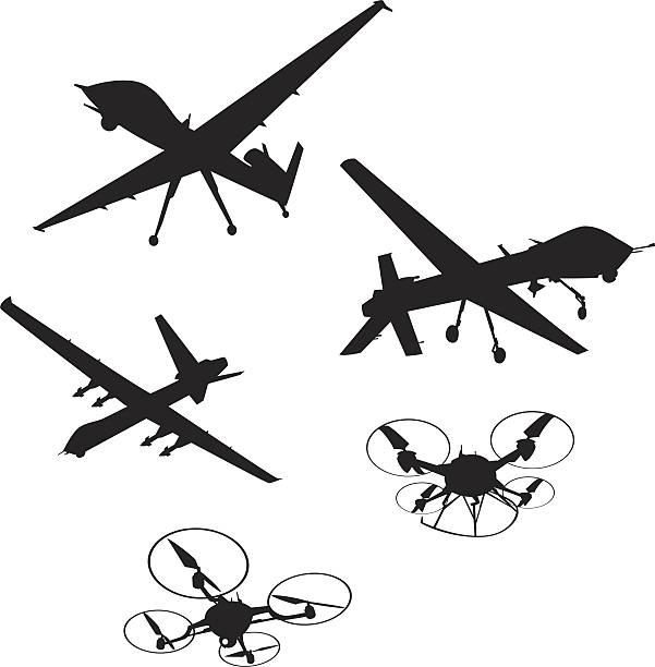 spy drones illustrations of 5 spy drones drone silhouettes stock illustrations