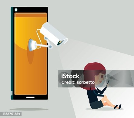 istock Spying Smart Phone - Businesswoman 1366701364