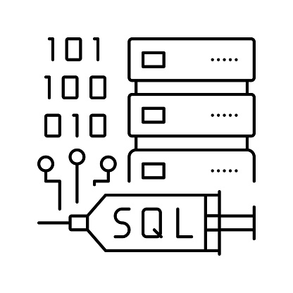 sql injections line icon vector. sql injections sign. isolated contour symbol black illustration