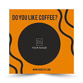 Square banner template for a coffee shop. Suitable for social media posts and web advertising on the Internet.
