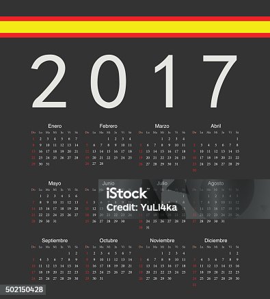 istock Square black spainish 2017 year vector calendar 502150428
