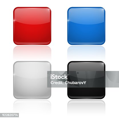 istock Square glass buttons. Colored set 3d icons 922820714