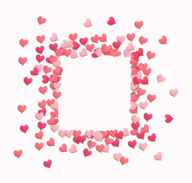 Square Heart Confetti Frame vector art illustration