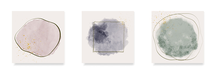 square invitation card templates with abstract watercolor shapes