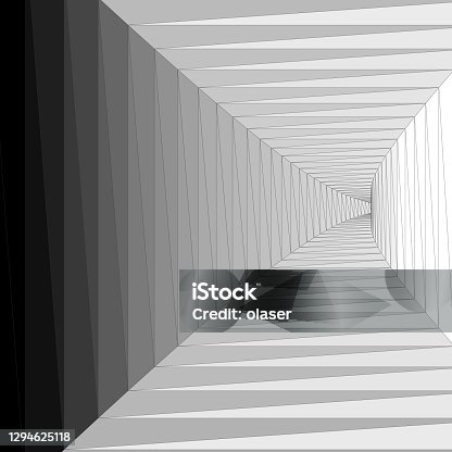 istock Square tunnel of triangles squares turning. 1294625118