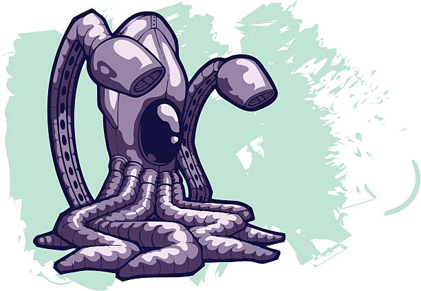 squid mech vector art illustration