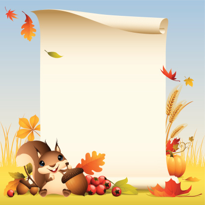 Squirrel - autumn scroll