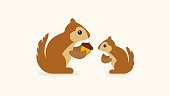 istock Squirrel With Acorn Icon 1139251020