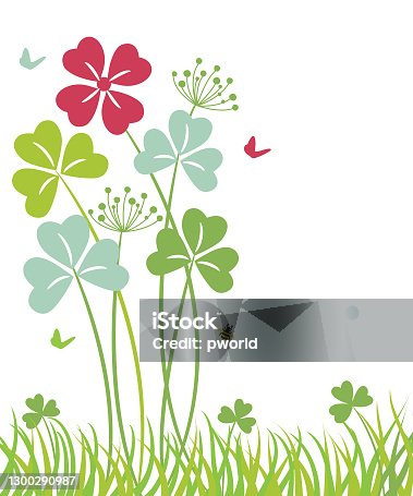istock St. Patrick's day background with clover . 1300290987