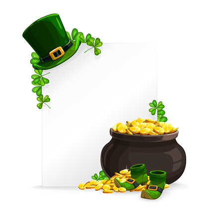 St. Patricks Day banner with leprechaun gold