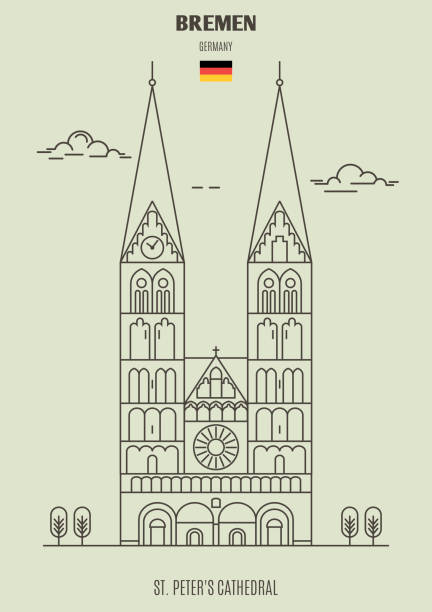 성 베드로 대성당에서 브레멘, 독일입니다. 랜드마크 아이콘 - 브레멘 stock illustrations