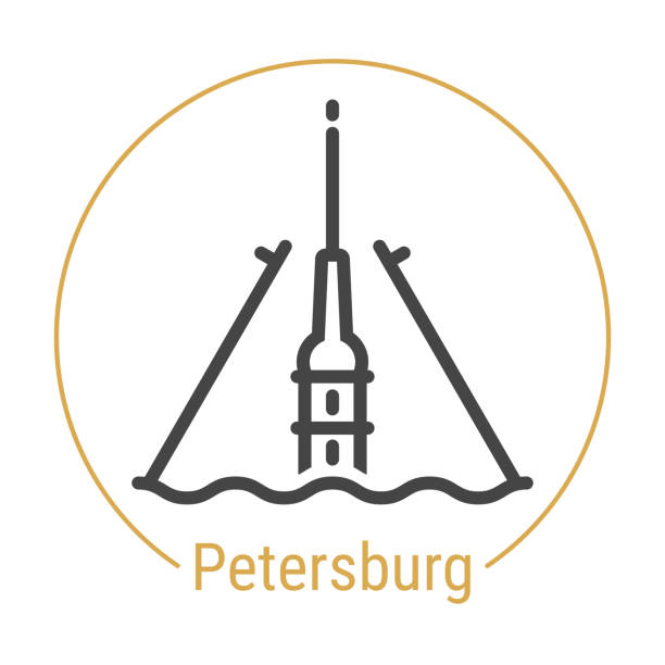 bildbanksillustrationer, clip art samt tecknat material och ikoner med st. petersburg, ryssland vektor linje-ikonen - bridge sight