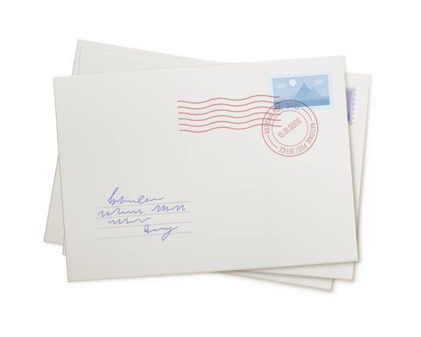 Stack mail envelopes, isolated Stack mail envelopes, isolated. Correspondence in the form of several letters, front view. Mail, addressee, waiting, concept. Vector illustration of several white covers envelope stock illustrations