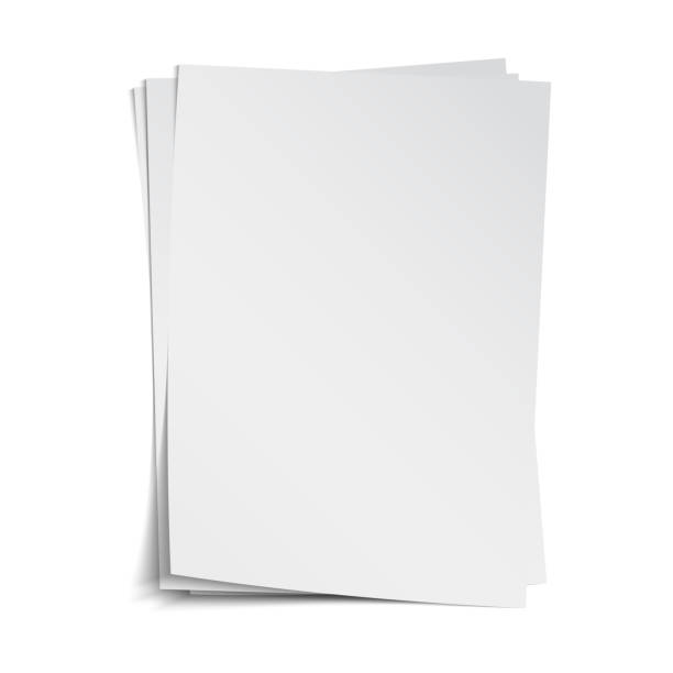 ilustrações de stock, clip art, desenhos animados e ícones de stack of blank sheets with shadow, vector template - papel a4