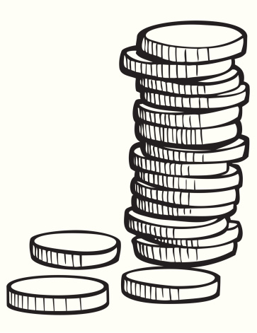 Stack of Coins in Black and White