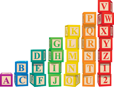 Stacked colorful alphabet blocks