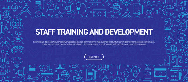Szkolenie personelu i koncepcja rozwoju - Business Related Seamless Pattern Web Banner