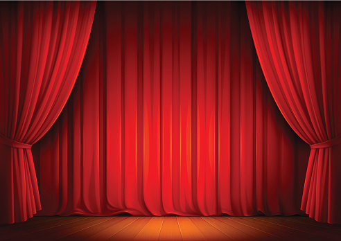 Red Theatre Stage Curtains - Vector Illustration