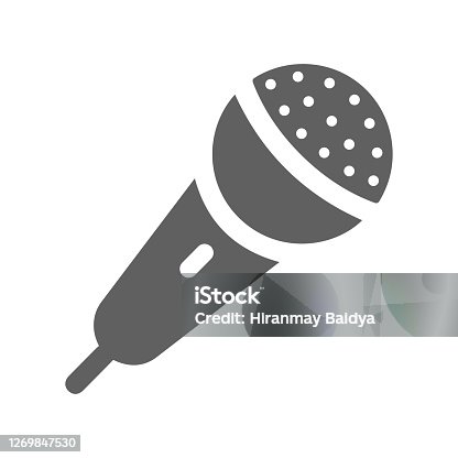istock Stage, speech microphone icon. Gray color vector isolated on a white background 1269847530