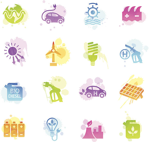 flecken icons-alternative energien - icon renewable solar thermal energy stock-grafiken, -clipart, -cartoons und -symbole