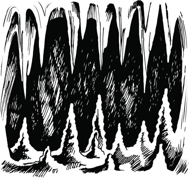 stalaktiten und stalagmiten. unterirdische höhle grotte. - tropfsteinhöhle stalaktiten stock-grafiken, -clipart, -cartoons und -symbole