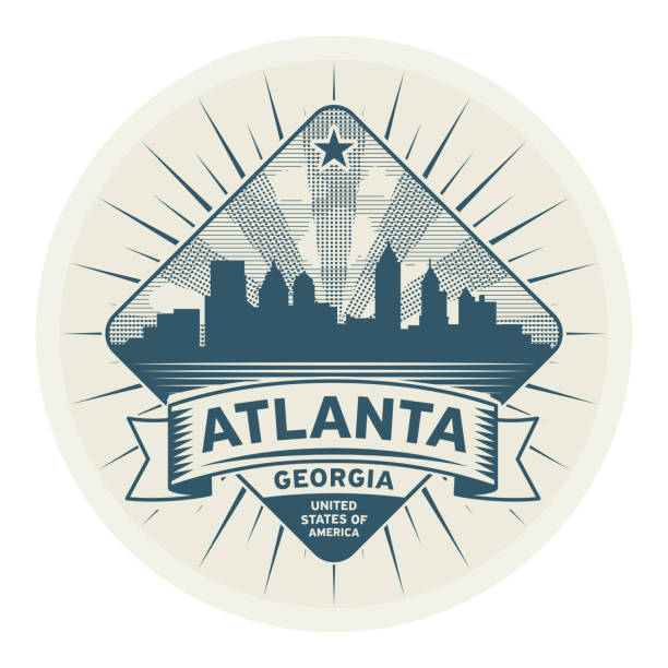 Stamp or label with name of Atlanta, Georgia Stamp or label with name of Atlanta, Georgia, vector illustration atlanta stock illustrations