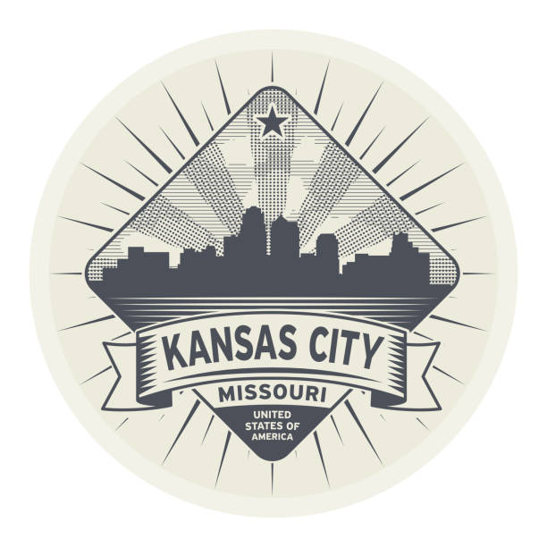 Stamp or label with name of Kansas City, Missouri Stamp or label with name of Kansas City, Missouri, vector illustration kansas city missouri stock illustrations