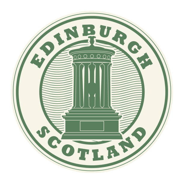 Stamp or label with the name of Edinburgh, Scotland Stamp or label with the name of Edinburgh, Scotland written inside the stamp, vector illustration edinburgh scotland stock illustrations
