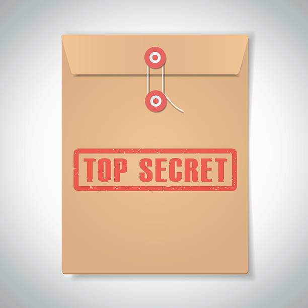 Stamp top secret with red text over brown document file Stamp top secret with red text over brown document file top secret stock illustrations
