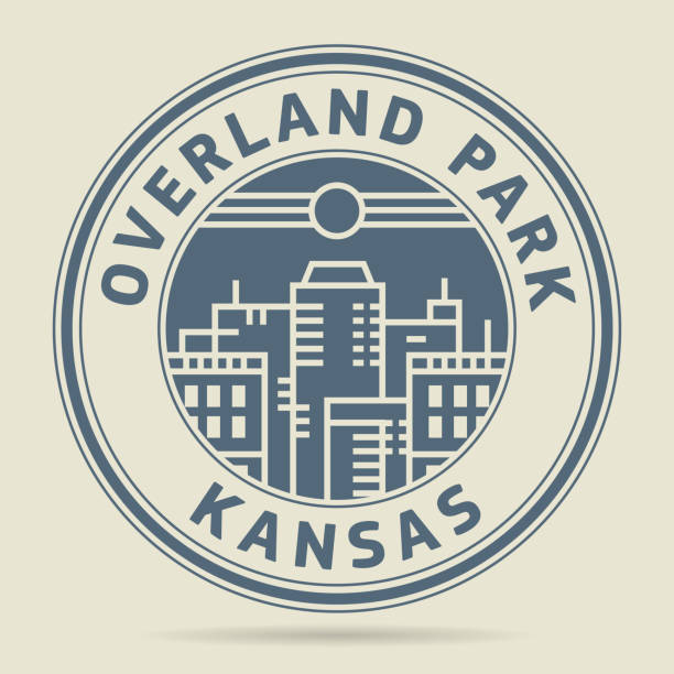 Stamp with text Overland Park, Kansas Stamp or label with text Overland Park, Kansas written inside, vector illustration overland park stock illustrations